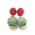 Bochic "Orient" Red Ruby & Carved Vintage Mint Jade Earrings 18K Gold & Silver For Sale - Image 4 of 18