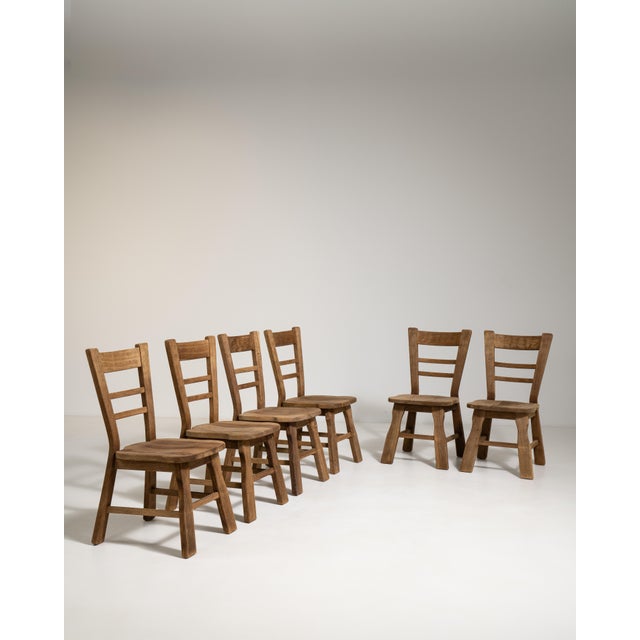 Brown 1970s Set of Six Oak Dining Chairs For Sale - Image 8 of 17
