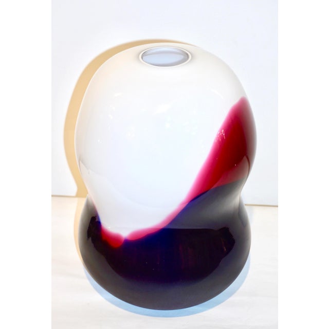 1980s Formia 1980 Italian Vintage Purple Blue White Murano Glass Organic Design Vase For Sale - Image 5 of 9