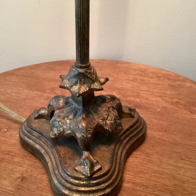 Frederick Cooper Vintage Mid 20th Century Candlestick Style Brass Table Lamp Portable Light With Brass Base by Frederick Cooper For Sale - Image 4 of 13