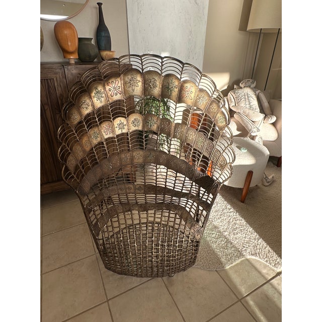 Mid 20th Century Wrought Iron Peacock Chair For Sale In Tampa - Image 6 of 13