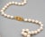Modern 1990s Mikimoto Signed 33-Inch Akoya Pearl 18k Gold Bead Necklace For Sale - Image 3 of 9