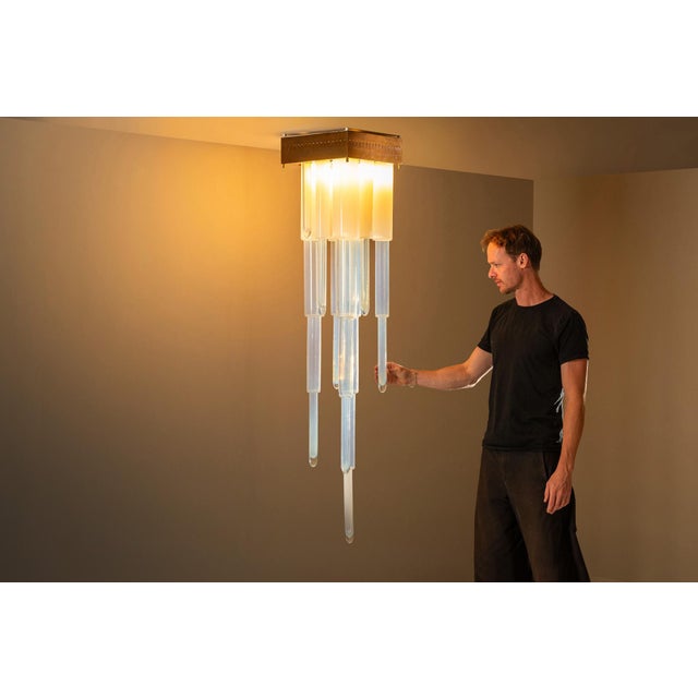 Mid-Century Modern Model LS 146 Ceiling Fixture with Blown Opaline Elements by Carlo Nason for AV Mazzega, Italy, 1970s For Sale - Image 3 of 14