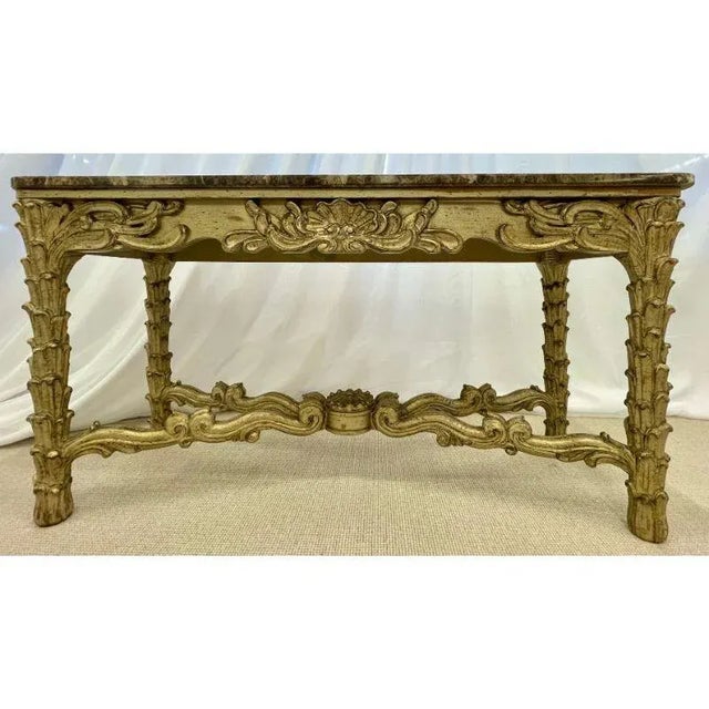 Mid-Century Modern Mid Century Fleur De Lis Console, Marble, Serge Roche Style For Sale - Image 3 of 13