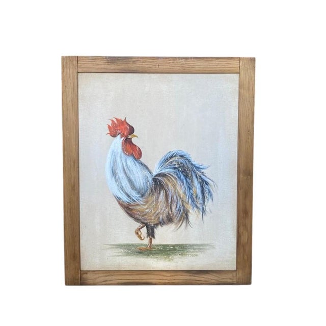 Roosters, 1920s, Oil Paintings on Panel, Framed, Set of 4 For Sale - Image 4 of 10