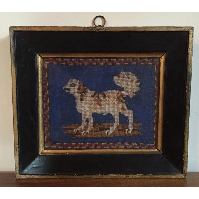 19th Century English Regency Needlework Portrait of a Dog in Original Frame For Sale In New York - Image 6 of 11