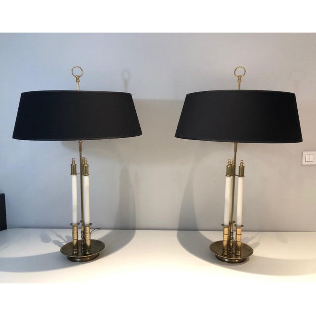 1970s Neoclassical Style Desk Lamps in Brass and White Lacquered - a Pair For Sale - Image 4 of 12