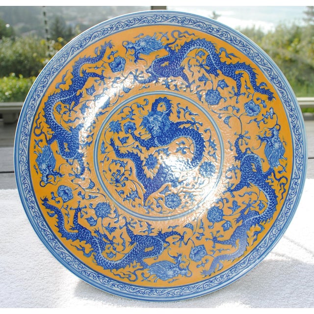 This beautiful 5 Claw Grand Dragon Charger is from the Republic Period (1912-1949). The mark is Qing Qianlong Dynasty....