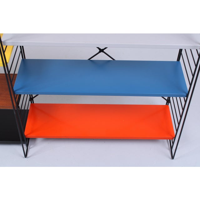 Modular Colored Metal Floor Rack by A. D. Dekker for Tomado, 1950s, Set of 12 For Sale - Image 13 of 17