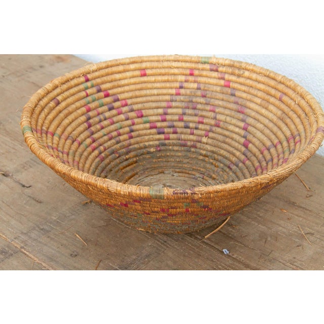 Vintage Woven Basket With Geometric Pattern For Sale - Image 4 of 6