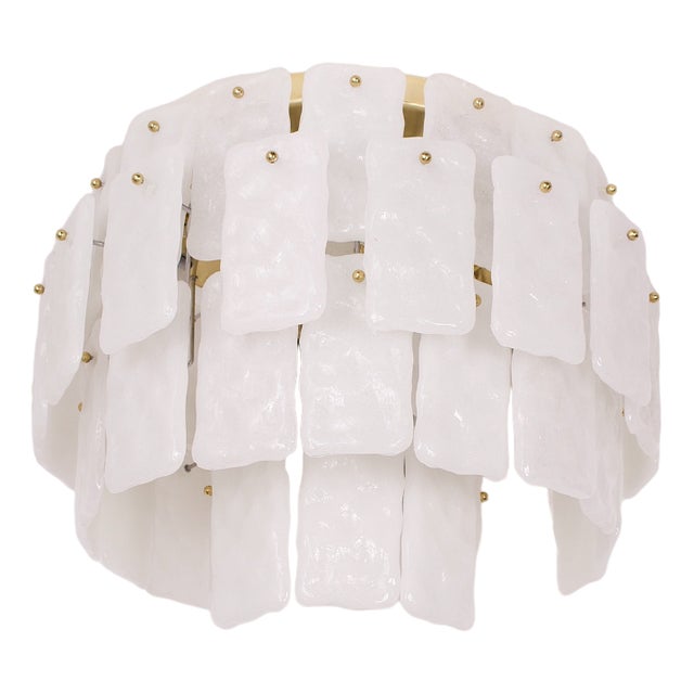 Large Murano Glass and Brass Ceiling Light, 1970s For Sale