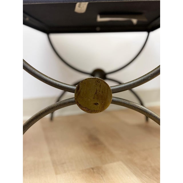 Pair of Swain Style Designer Metal and Beige Upholstered Footstools, High Point For Sale - Image 10 of 10