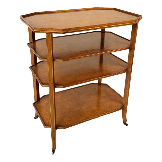 Vintage French Country Octagonal 4-Tier Serving Cart Table For Sale