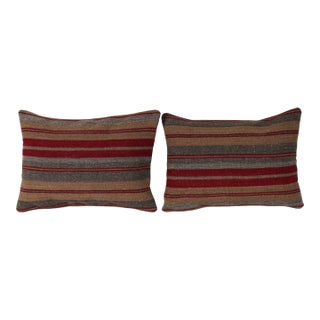 Striped Turkish Kilim Pillow Cover - A Pair For Sale