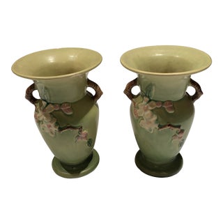 1940s Roseville Art Pottery Vases - a Pair For Sale