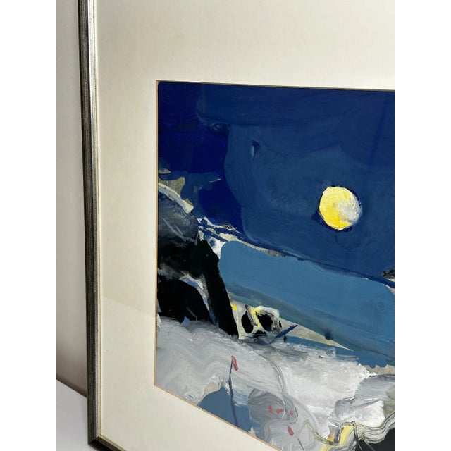 Contemporary 1990s Scottish Painting Seaside Moonlight Night Beach by James Downie Robertson Rsa Framed For Sale - Image 3 of 12