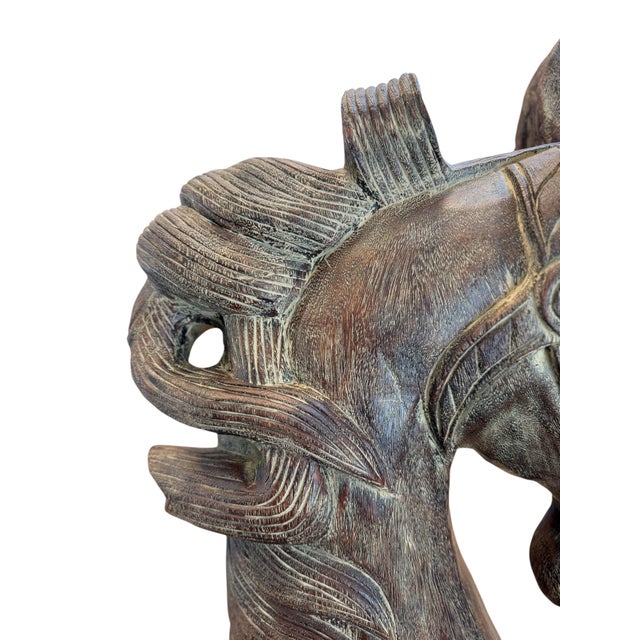 Traditional 19th Century Extraordinary Decorative Wooden Horse Head. For Sale - Image 3 of 9