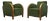 Vintage Green Velvet Lounge Chairs with Wooden Arm Overlays, Sweden, 1930, Set of 2 For Sale