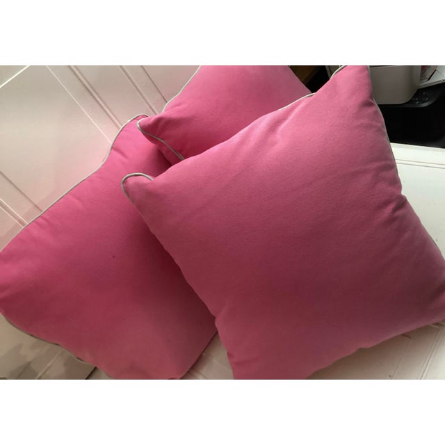 Pink Set of 3 Elegant Side Zippered Pink Plush Decorative Pillows For Sale - Image 8 of 8