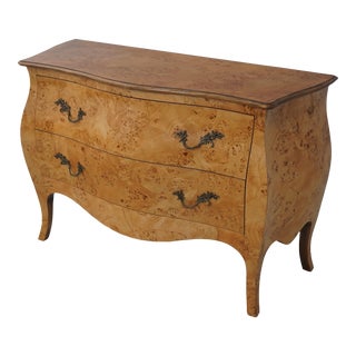 Italian 2 Drawer Burl Elm Commode Chest For Sale
