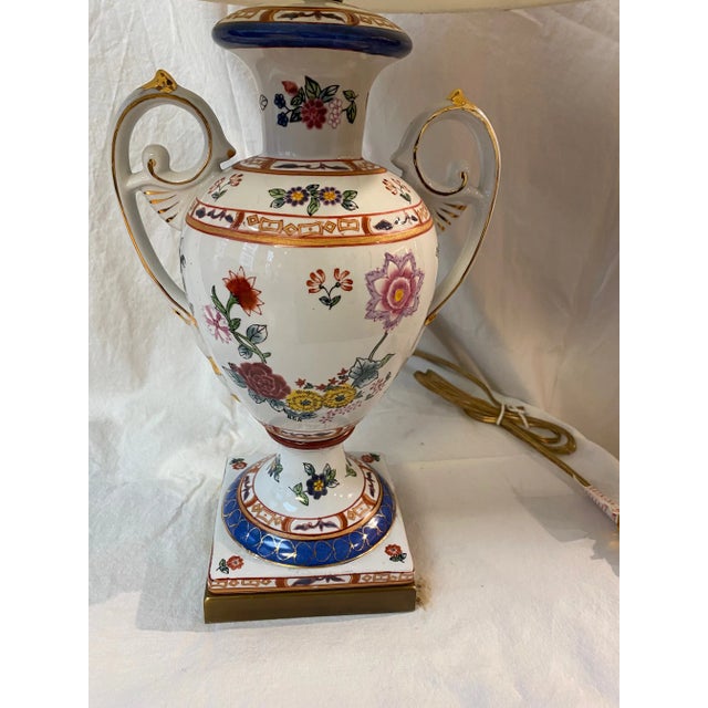 Antique White Remington Hand Painted Porcelain Table Lamp For Sale - Image 8 of 13