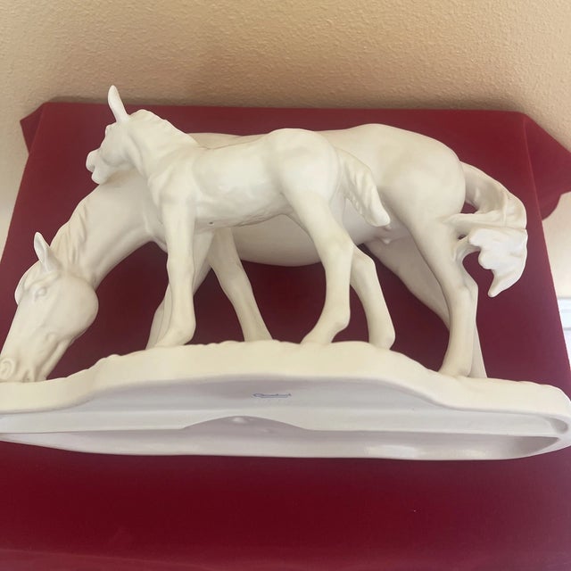 1970s Vintage Goetz Bisque Porcelain Horse and Foal Figurine For Sale - Image 5 of 8