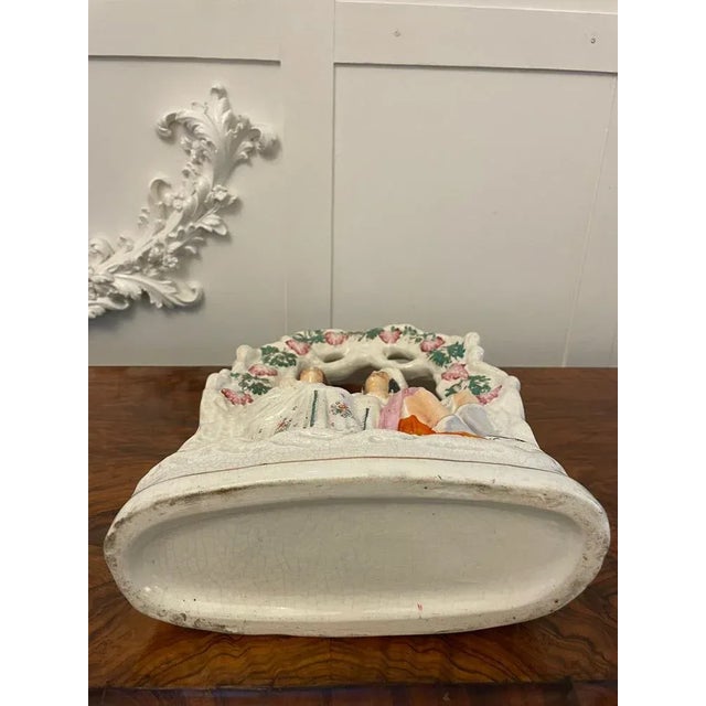 Ceramic Antique 19th Century Staffordshire Flatback Figure of a Wedding Scene, 1860s For Sale - Image 7 of 12