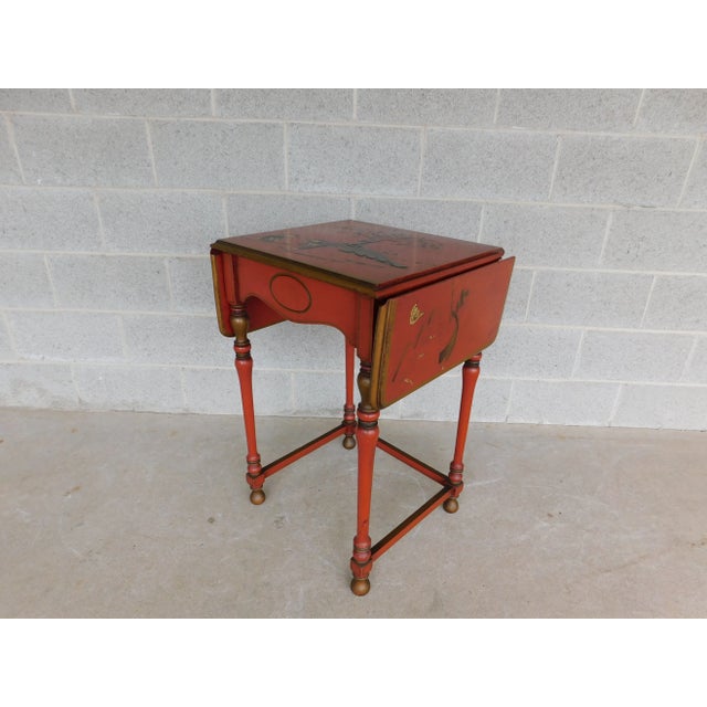Vintage Chinoiserie Paint Decorated Vanity With Lift Center Mirror For Sale - Image 13 of 13