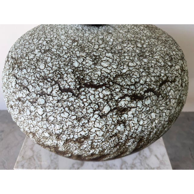 Ceramic Large Vintage Textured Glazed Studio Pottery Bud Vase For Sale - Image 7 of 12