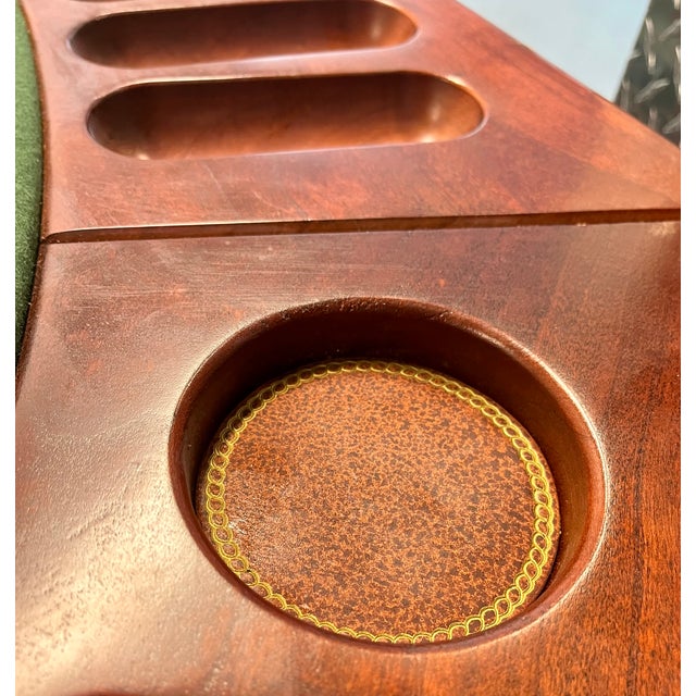 Vintage 1970s Mikhail Darafeev Pedestal Dining/Poker Table With Six Leather Swivel Chairs For Sale - Image 14 of 18