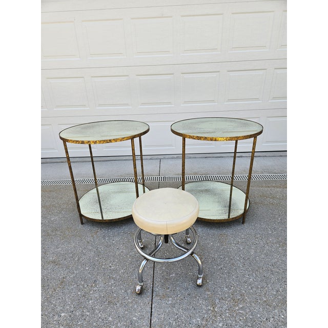 Oly Studio Round Jonathan Antiqued Mirrored Side Tables For Sale - Image 12 of 12