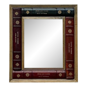 Vintage Regency Embossed Leather Books Mirror