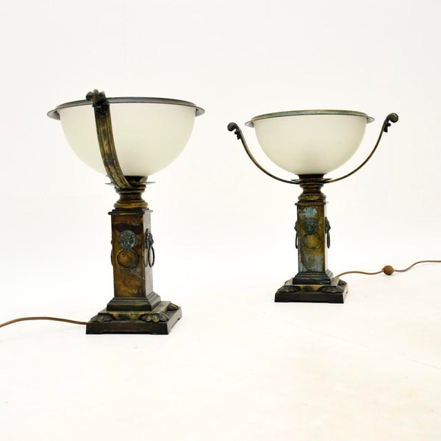 1970s Neoclassical Style Brass and Glass Table Lamps, 1970s, Set of 2 For Sale - Image 5 of 12