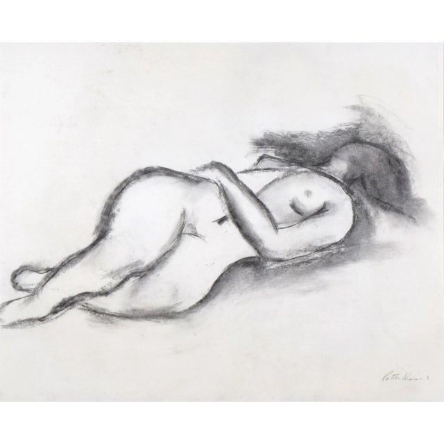 Figurative Large Vintage Modernist Female Nude Charcoal Figure Study Drawing C.1985 For Sale - Image 3 of 6