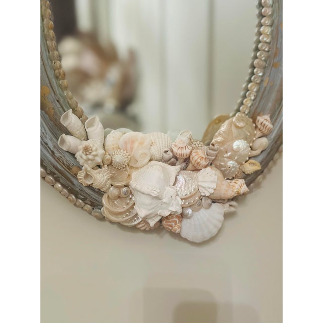 Coastal Vintage Shell Art Mirror For Sale - Image 3 of 10