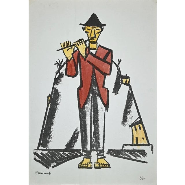 Piper is an original artwork realized in 1950 ca. by Italian artist Pietro Morando (Alessandria 1889- 1980). Hand-colored...