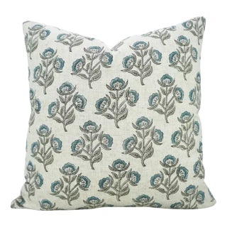 Fabdivine Artisan Block Print Throw Pillow Cover 20x20 Inch Viscose Linen-Bael Patra For Sale