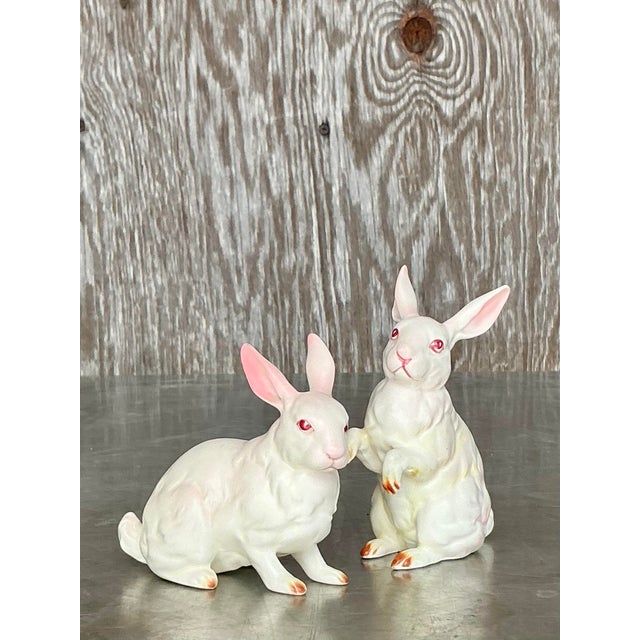 Traditional Vintage Regency Lefton Ceramic Rabbits - Set of 2 For Sale - Image 3 of 4