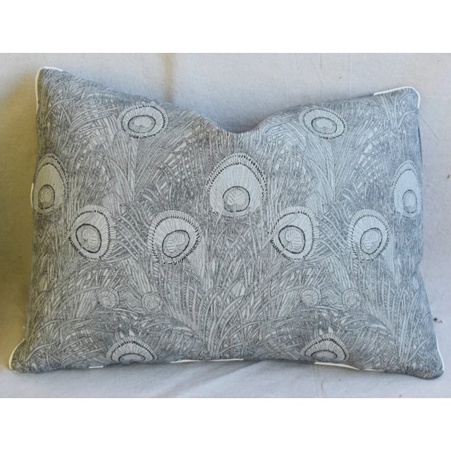 Early 21st Century Designer Peacock Feather Linen Feather/Down Pillows 22" X 16" - Pair For Sale - Image 5 of 13