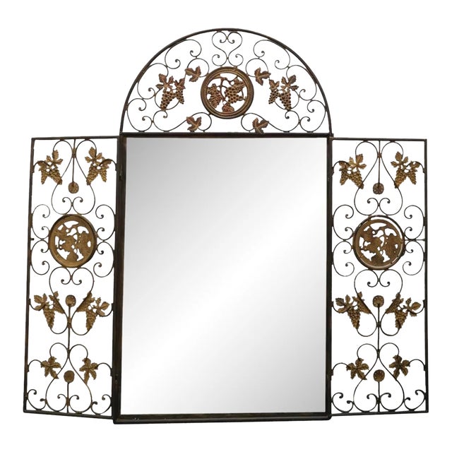 Late 20th Century Openwork Sculptural Grape Cluster Wall Mirror For Sale