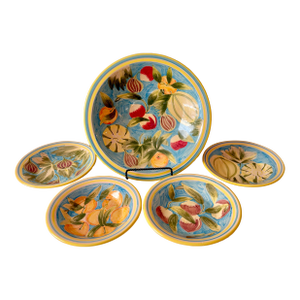 Late 20th Century Hand Painted Vegetable 5 Piece Ceramic Serving Bowl Set