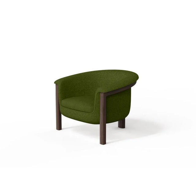 Green Modern Agnes Armchair in Walnut and Green Wool Fabric by Javier Gomez For Sale - Image 8 of 8