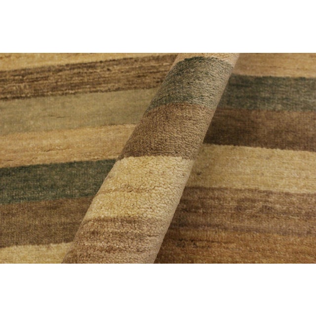 Textile Boho Chic Hand Made Beige/Green Wool Rug - 3'11'' X 5'7'' For Sale - Image 7 of 10