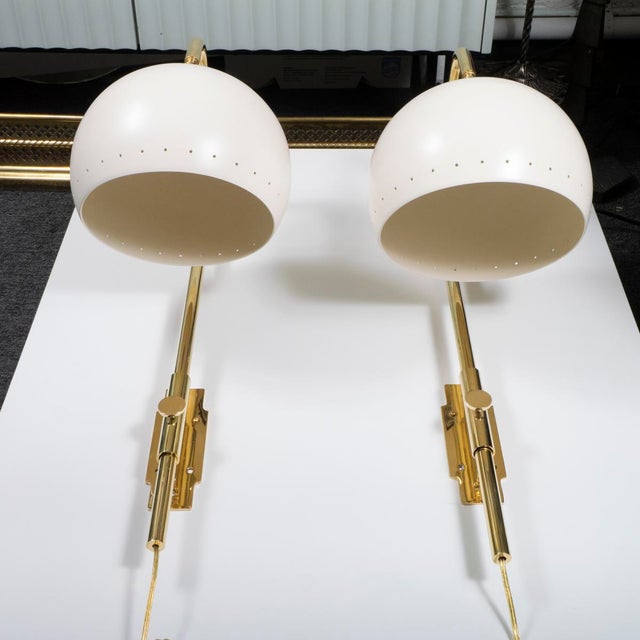 White Pair of mid-century style articulated sconces For Sale - Image 8 of 13