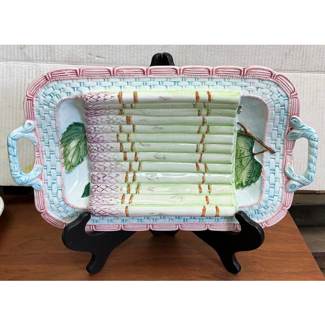 This asparagus platter is a Victorian style reproduction of a 19th century piece. It is Italian and hand painted. A very...
