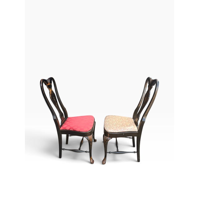 Mid-20th Century Grand Ledge Chinoiserie Black Lacquer Dining Chairs, Set of 10 For Sale - Image 4 of 17