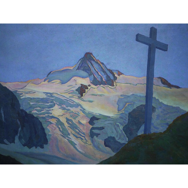 Willi Hans Schwarz, Grossglockner, Austrian Alps, 1920s, Oil Painting on Canvas, Framed For Sale - Image 6 of 15