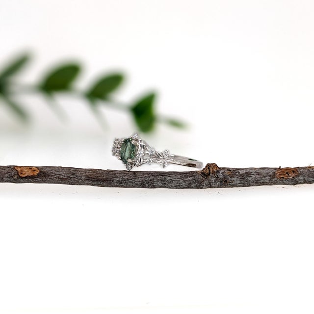 Dainty Alexandrite Ring W Natural Diamond Accents in 14k White Gold, Size 6.75 For Sale - Image 4 of 6