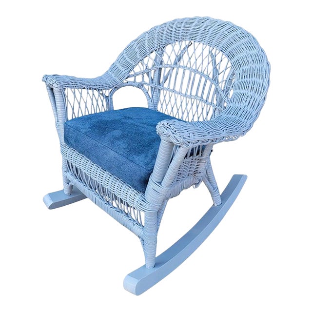 Early 20th Century Childs Bar Harbor Wicker Rocking Chair For Sale