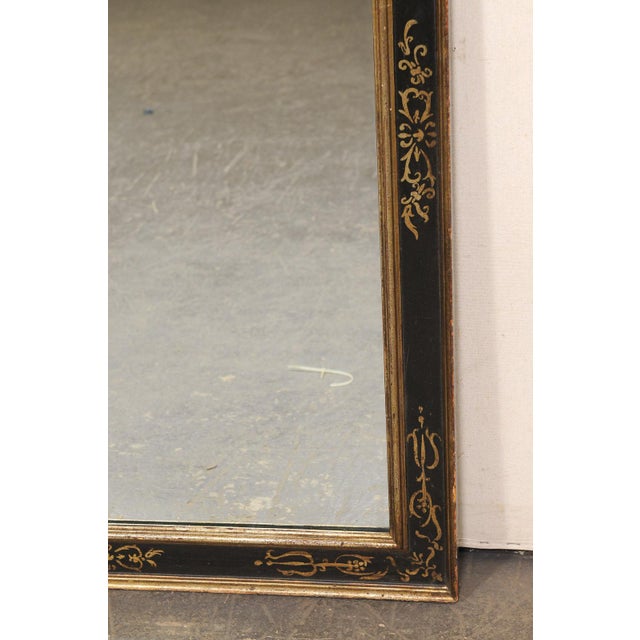 Italian Vintage Italian Black & Gold Wall Mirror For Sale - Image 3 of 11